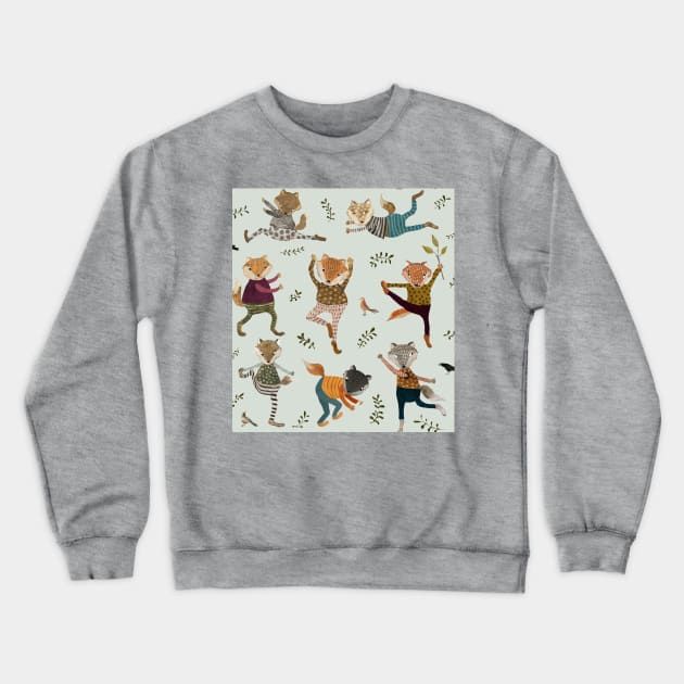 Park life fox yoga Crewneck Sweatshirt by katherinequinnillustration